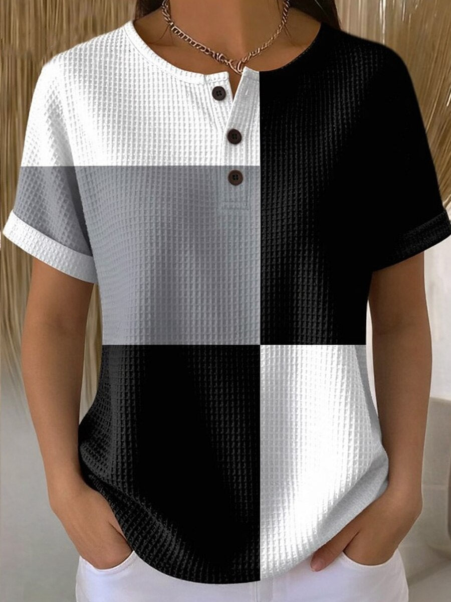 Women's Colorblock Geometric Art Graphic Tee