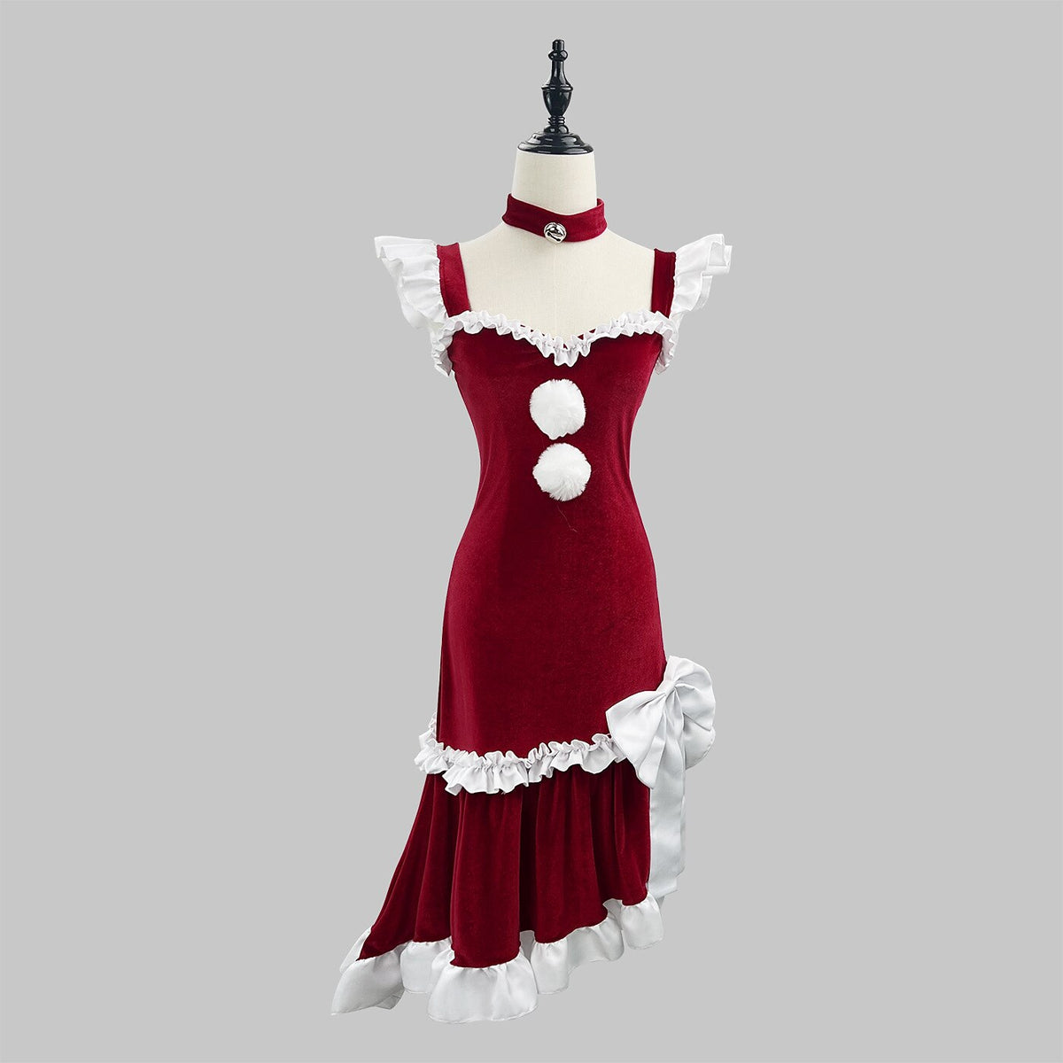 Velvet Mrs Claus Christmas Dress & Hat Set