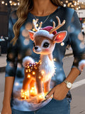 Women's Reindeer Christmas Graphic Longsleeve Tee