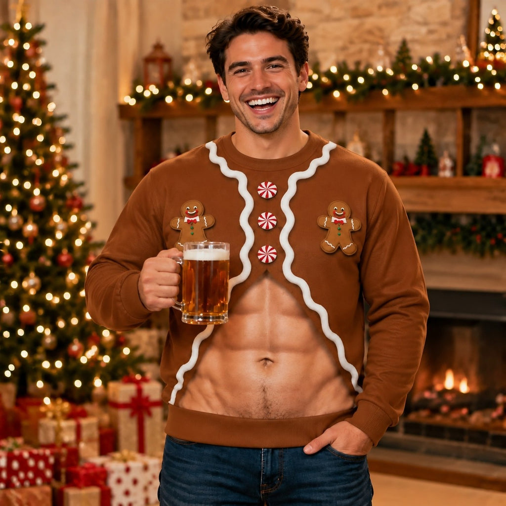 Christmas Gingerbread Fake Belly Crewneck Sweatshirt
