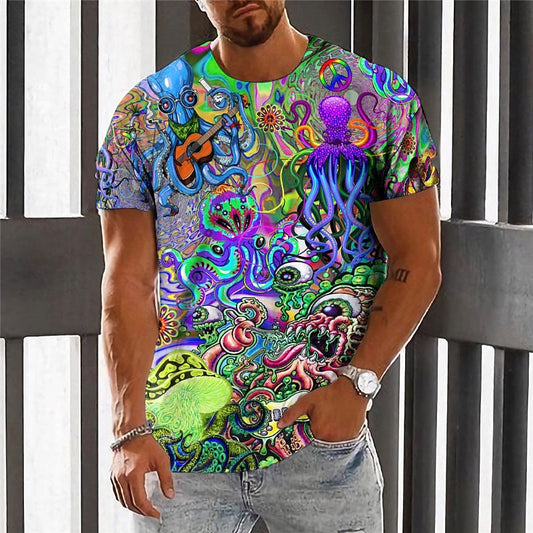 Men's Psychedelic Mushroom Monster Graphic Tee