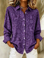 Women's Santa Christmas Tree Button Shirt