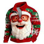 Santa Claus Christmas Cartoon Zip Sweatshirt