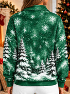 Women's Santa Snowflake Half Zip Sweatshirt
