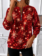 Women's Abstract Print Zip Up Sweatshirt