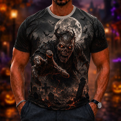 Men's Zombie Skull Graphic Print Tee