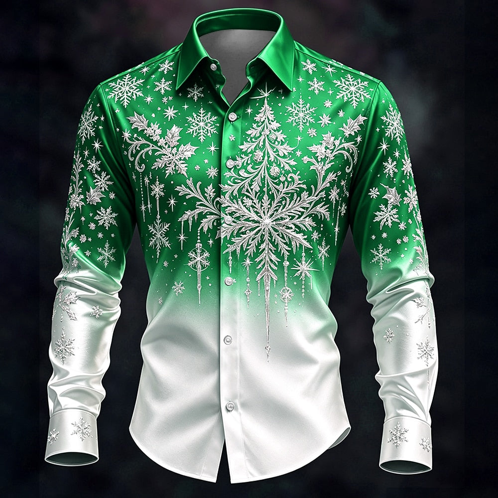 Christmas Tree Snowflake Button Down Shirt