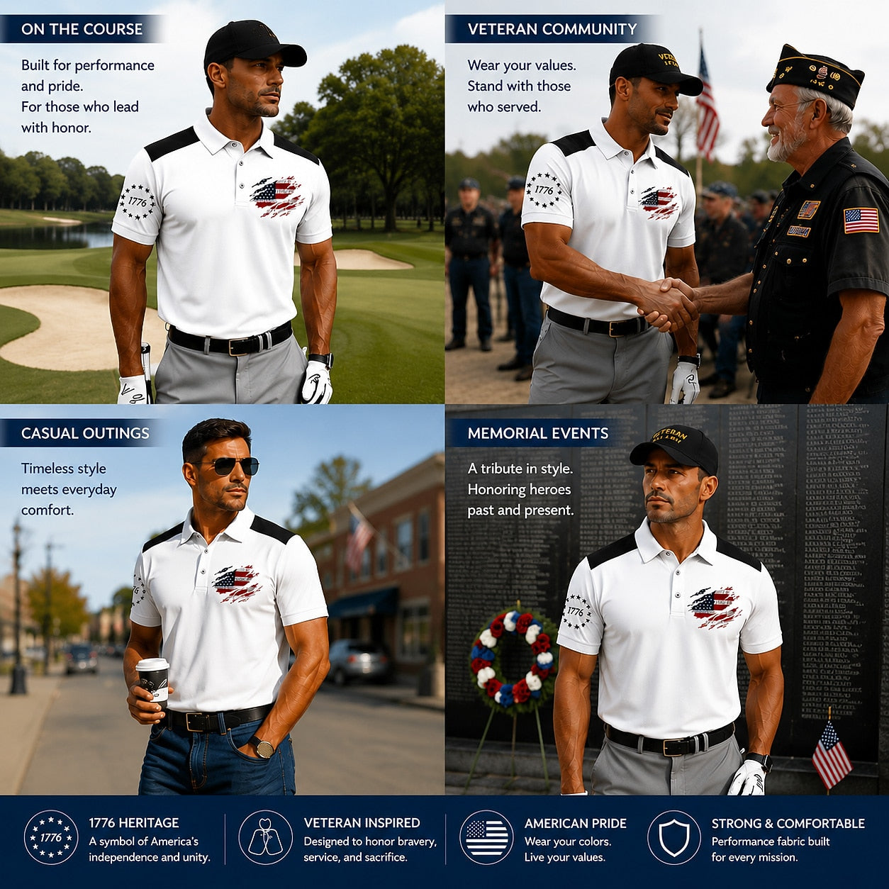 Men's Independence Day Flag Polo