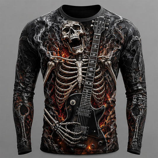 Men's Skeleton Guitar Rock Graphic Tee