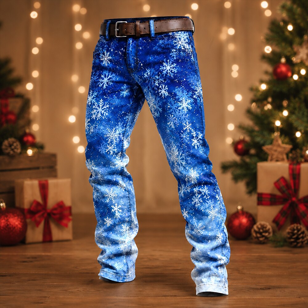 Snowflake Graphic Casual Dress Pants
