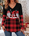 Women's Santa Snowman Colorblock Blouse