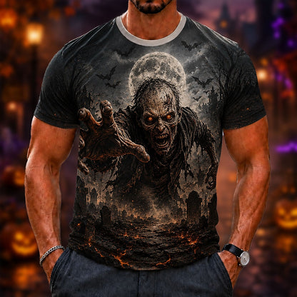 Men's Zombie Skull Graphic Print Tee