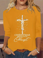 Women's Christmas Christ Cross Graphic T-shirt