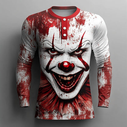 Men's Creepy Clown Halloween Henley