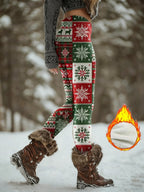 Snowflake Fleece Lined Christmas Leggings