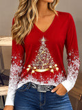 Christmas Tree V Neck Graphic Shirt