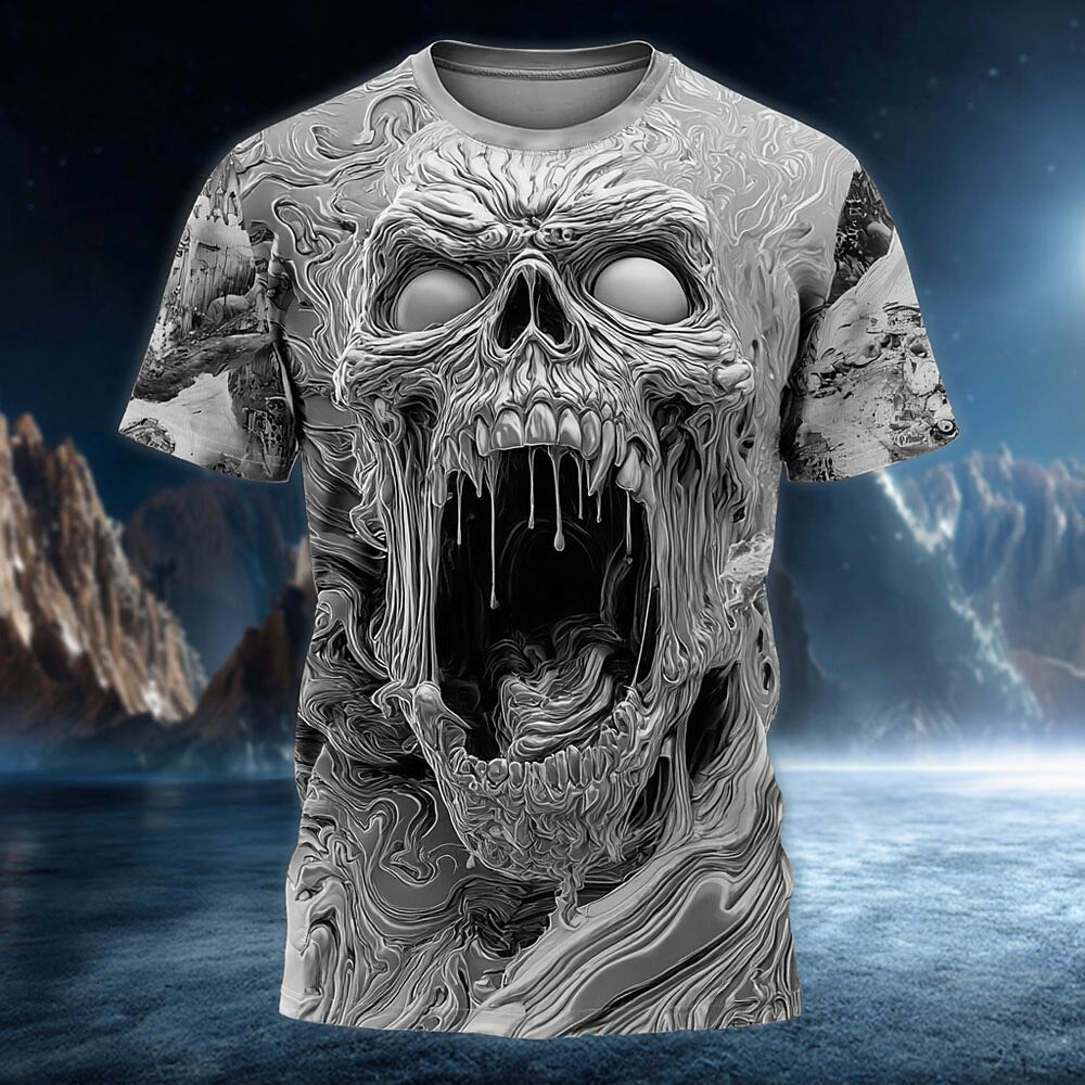 Men's Neon Skull Horror Graphic Tee