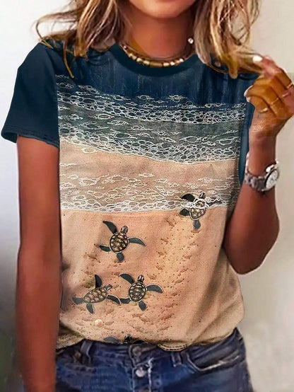 Women's Ocean Breeze Art Graphic Tee