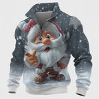 Santa Claus Christmas Zip Stand Sweatshirt