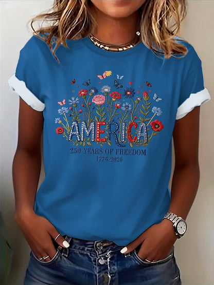 Women's Floral Flag Graphic Tee