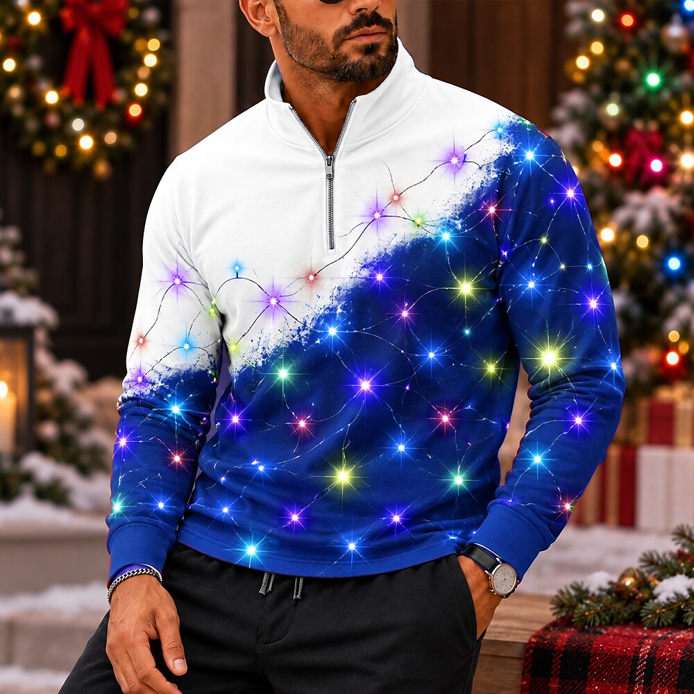 Christmas Lantern Quarter Zip Polo Shirt