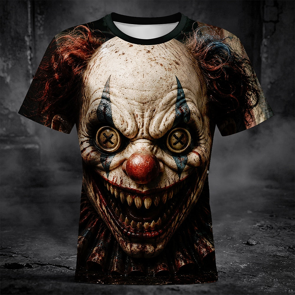 Men's Halloween Illusion Horror Clown Tshirt