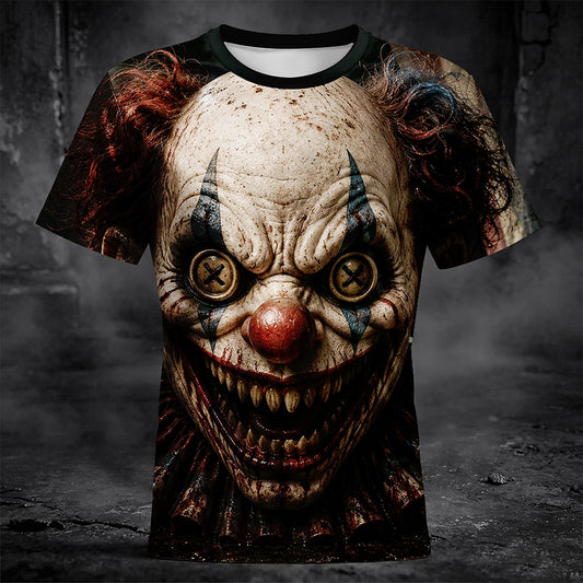 Men's Halloween Illusion Horror Clown Tshirt