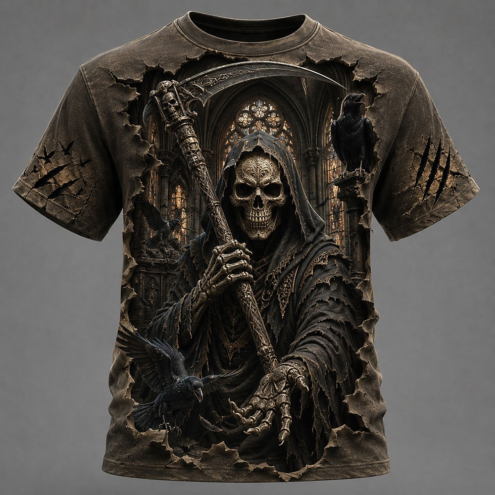Men's Skull Graphic 3D Print Tee