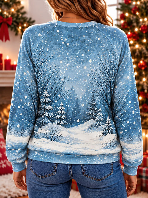 Cheerful Snowman Christmas Pullover Sweatshirt