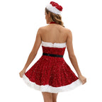 Sequined Santa Mrs Claus Costume & Hat Set
