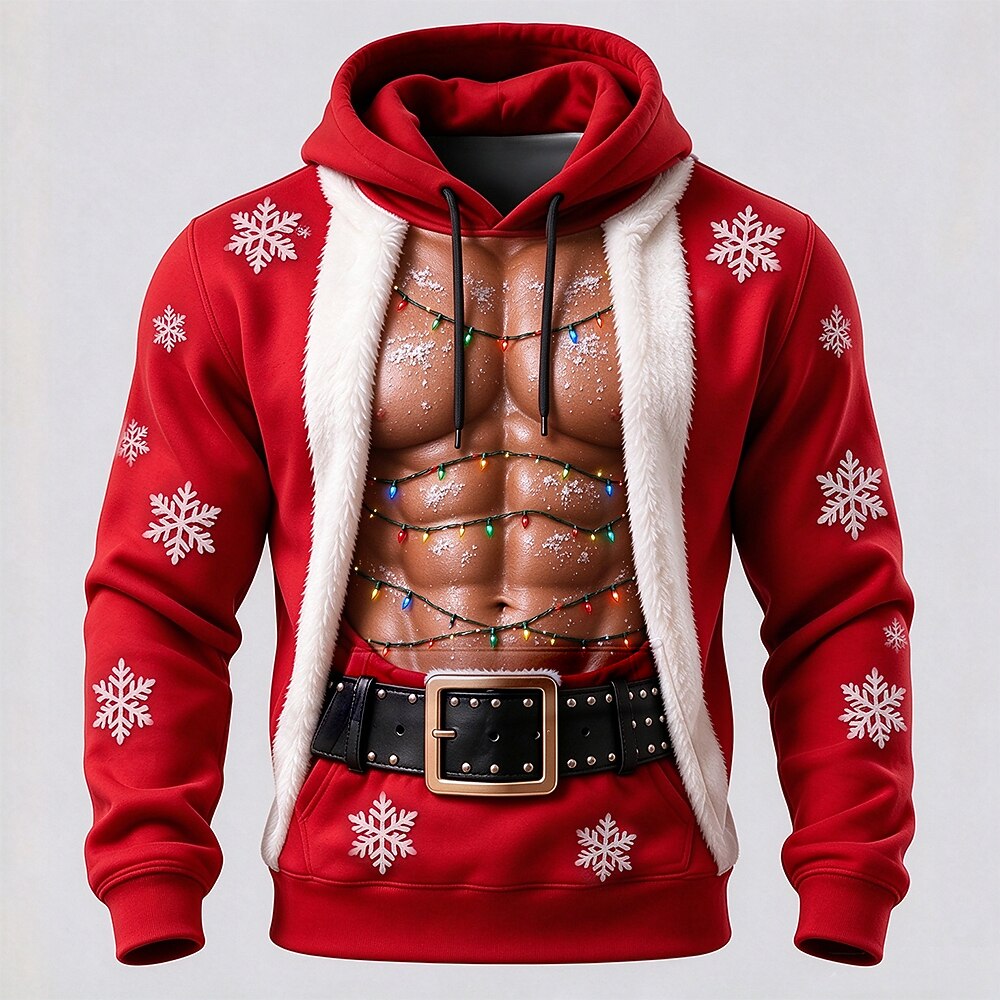 Men's Muscle Christmas Graphic Hoodie
