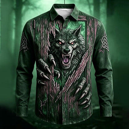Men's Werewolf Horror Button Up Shirt