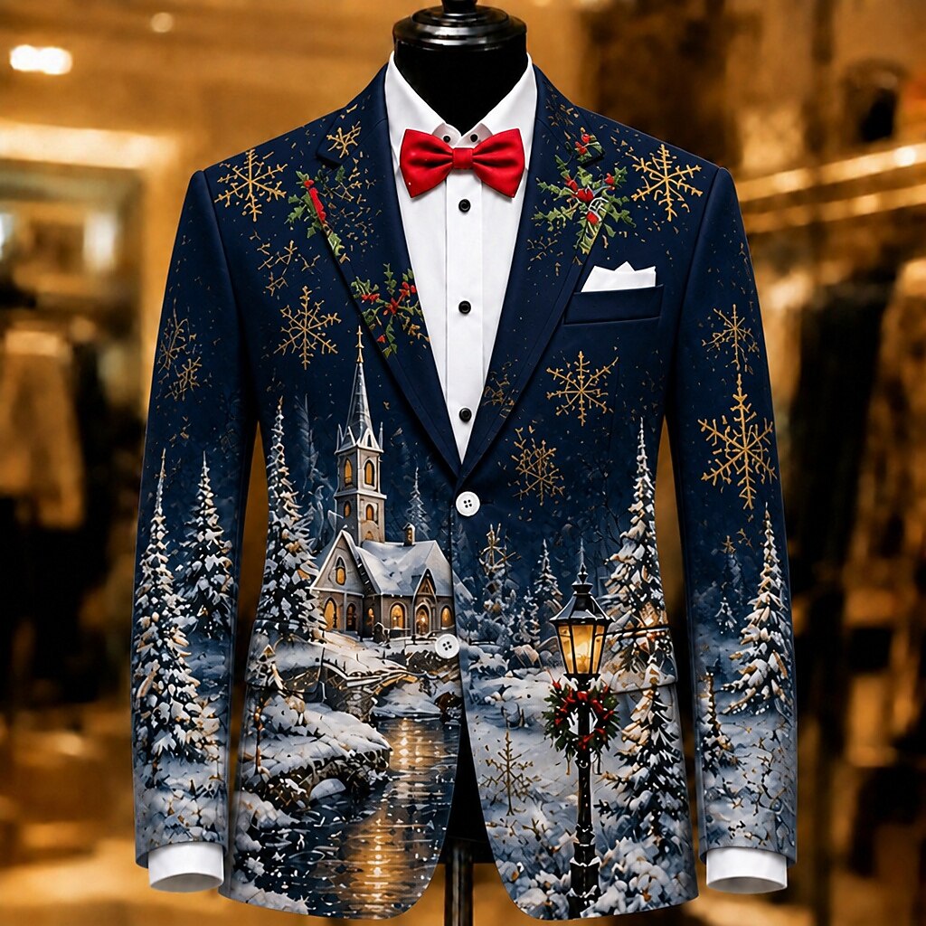 Men's White Snowflake Christmas Blazer