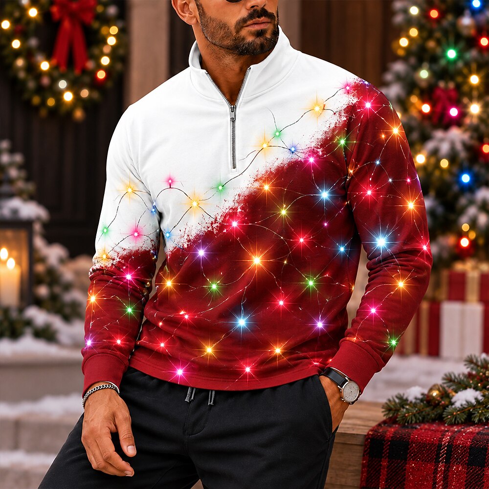 Christmas Lantern Long Sleeve Zip Polo