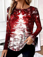 Women's Snowflake Christmas Tree Vintage Tee