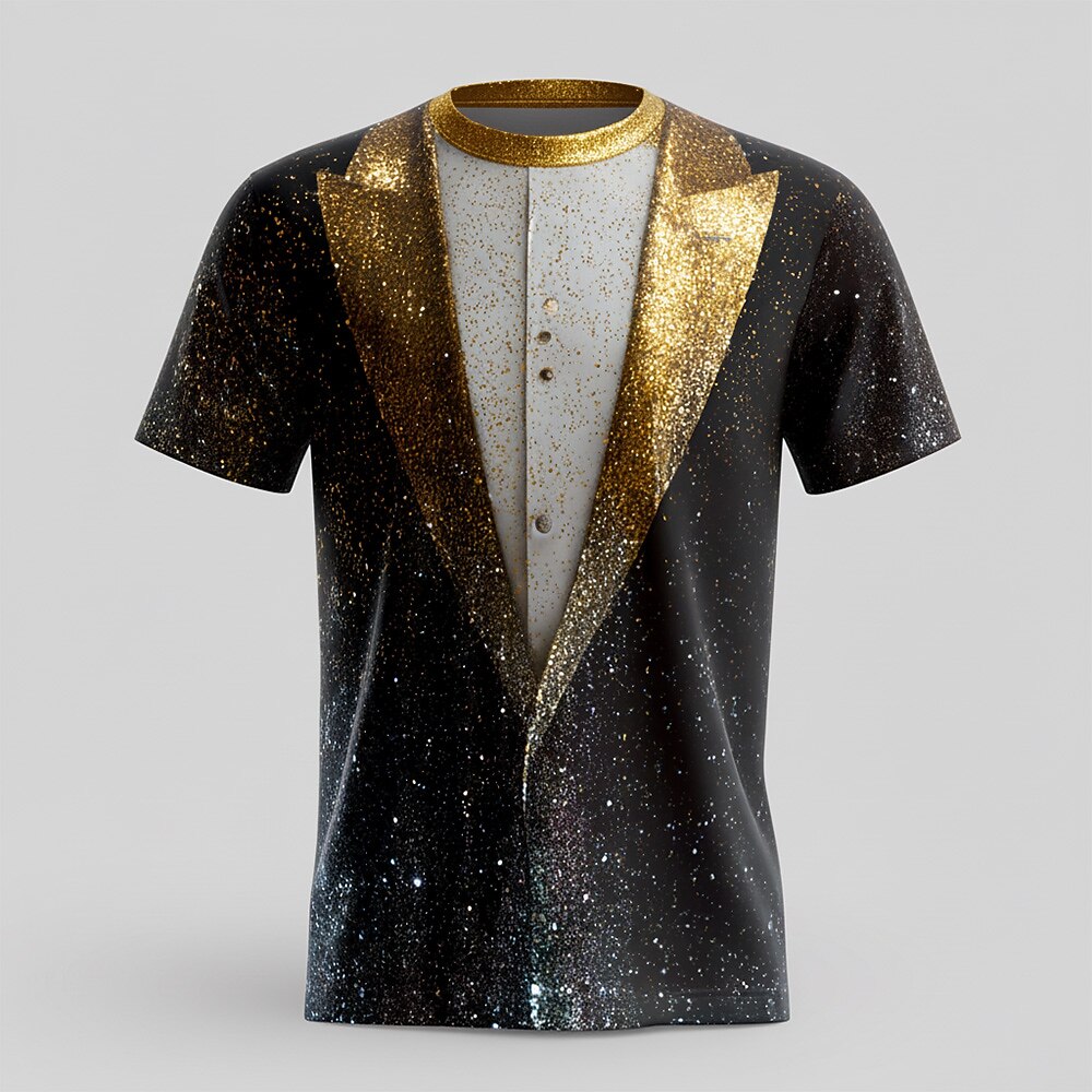 Men's Christmas Silver Sequin Tuxedo T-Shirt