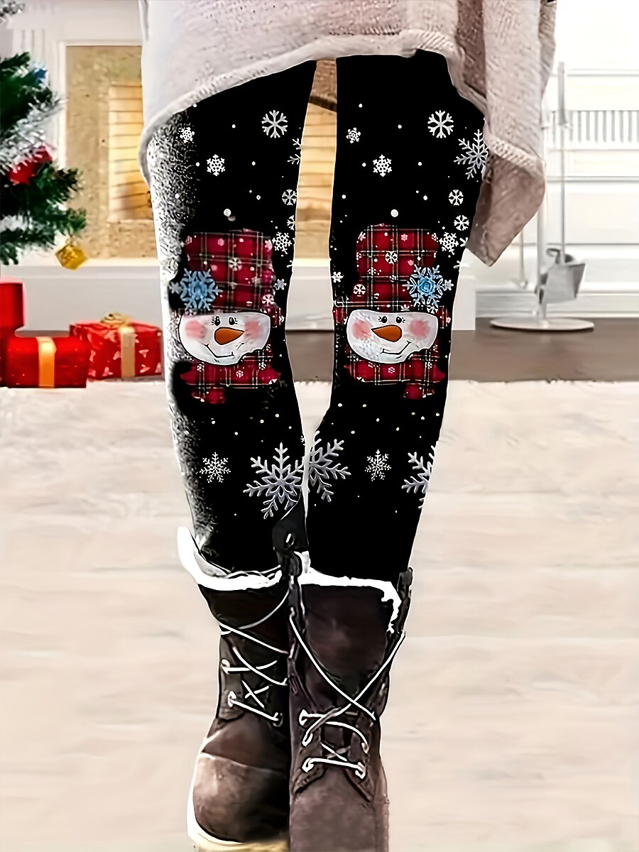 Snowman Snowflake Cozy Christmas Leggings
