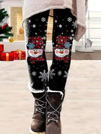 Snowman Snowflake Cozy Christmas Leggings
