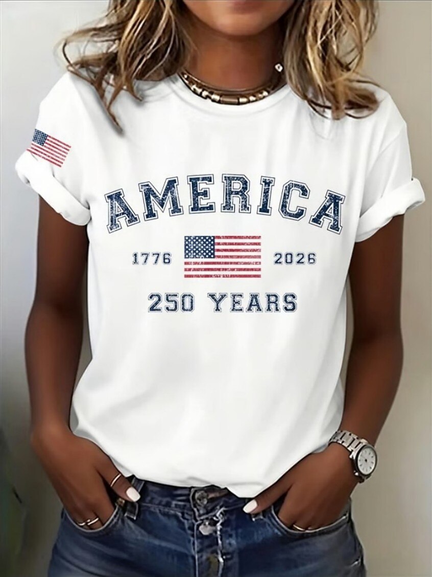 Women's Americana Letter Long Tee