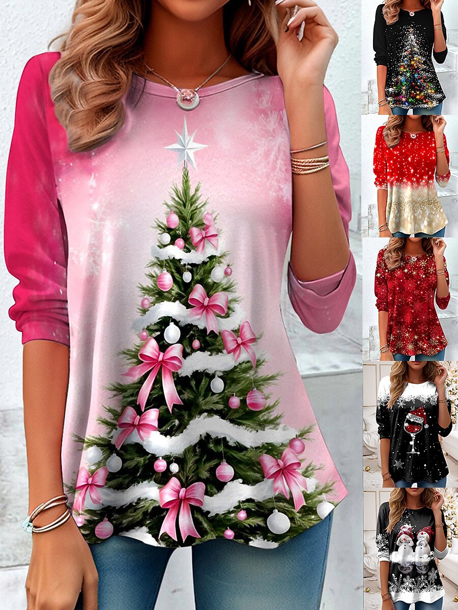 Women's Christmas Tree Vintage Longsleeve Tee