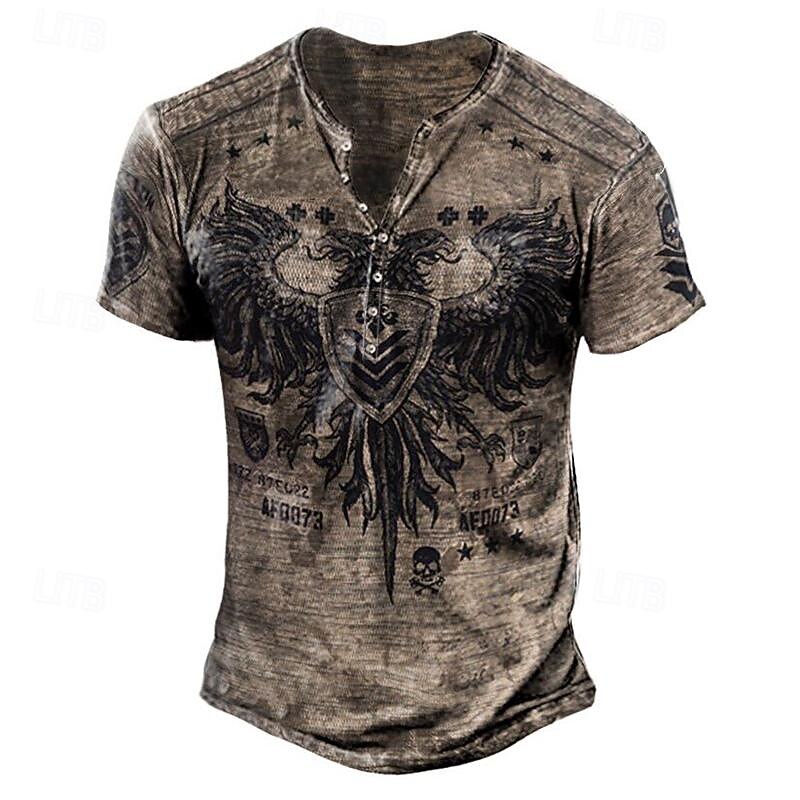 Men's Skull Eagle Halloween Henley