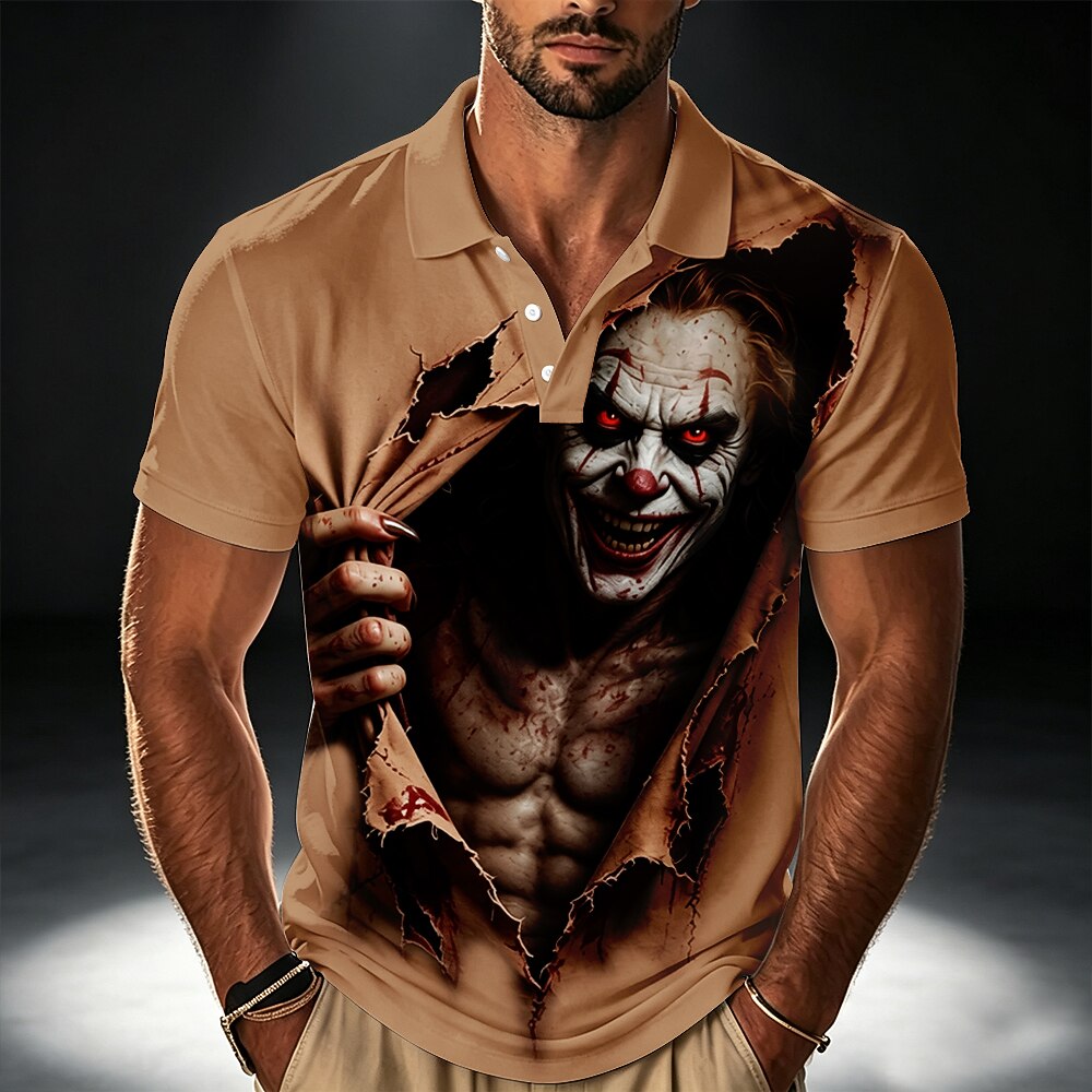 Men's Halloween Joker Cartoon Polo Shirt