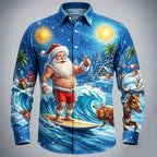 Men's Santa Claus Panel Button Up Shirt
