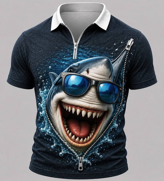 Men's Cartoon Animal Printed Athletic Polo