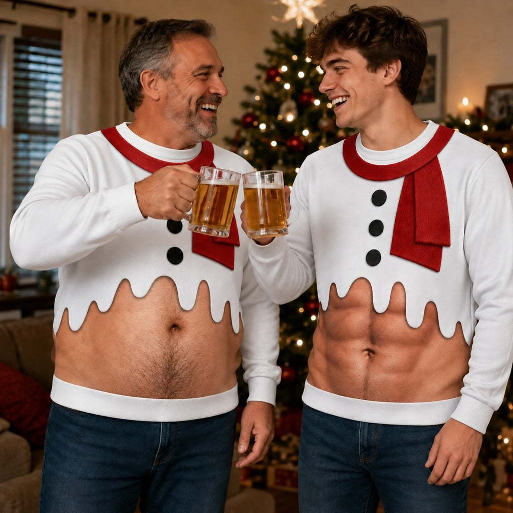 Christmas Snowman Fake Belly Crewneck Sweatshirt