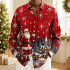 Men's Santa Claus Printed Button Up Shirt
