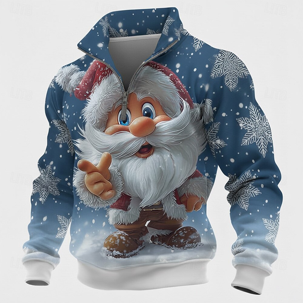 Santa Claus Christmas Zip Stand Sweatshirt
