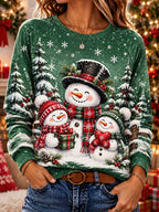 Cheerful Snowman Christmas Pullover Sweatshirt