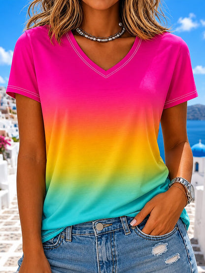 Women's Gradient Geometry Art Graphic Tee