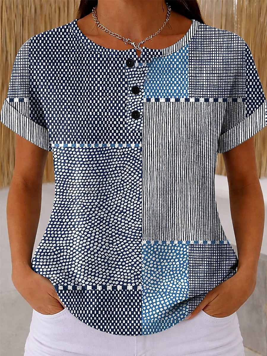 Women's Abstract Colorblock Art Graphic Tee